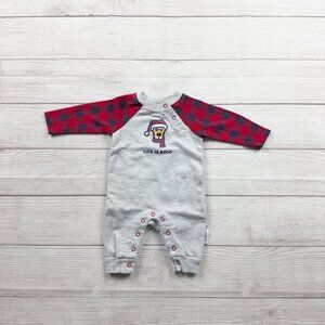 Life is Good Baby Romper Buffalo Plaid Holiday Dog One Piece 0-3 Months